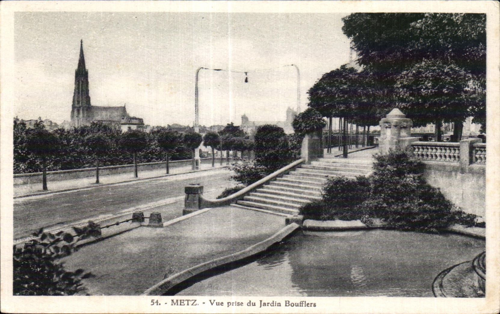CPA Metz vista del jardin de Boufflers