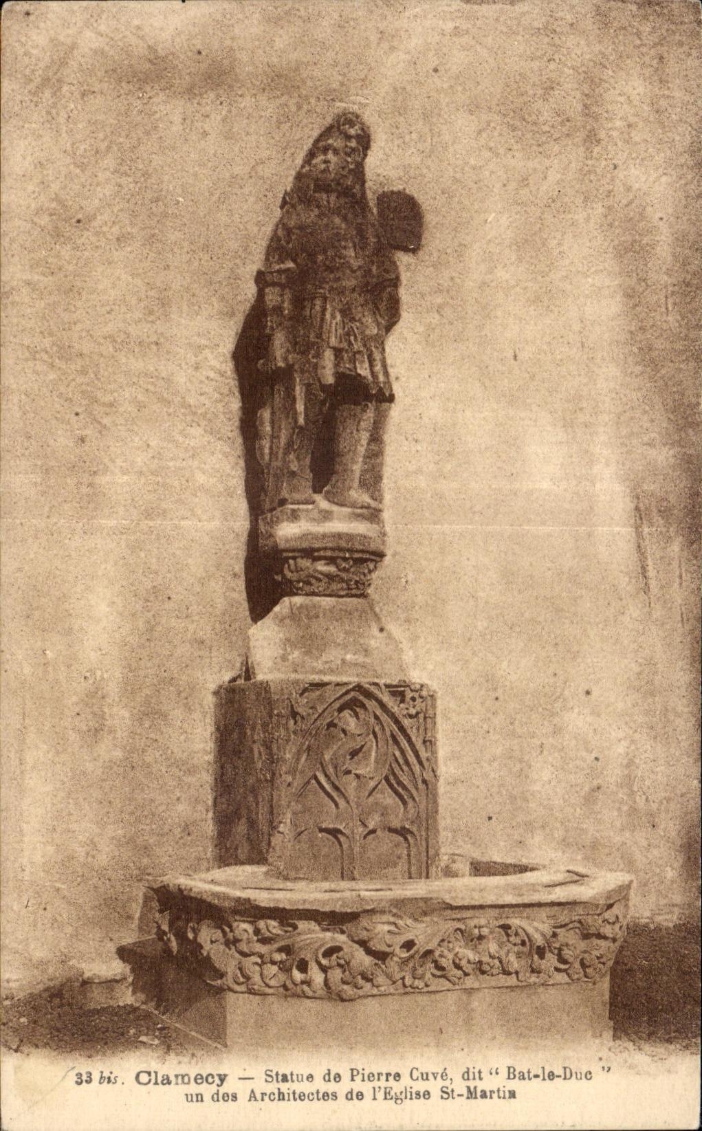 CPA Clamecy Statue of Pierre Ferments known as Bat the Duke one of the Architects of I Church St Martix