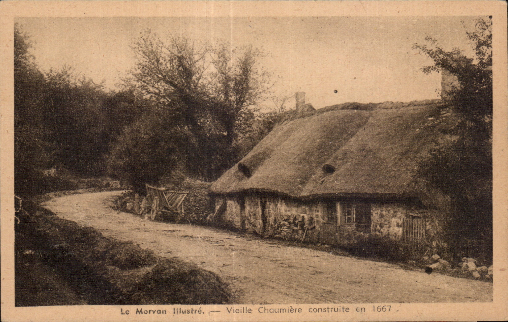 CPA Morvan Illustrates Old Thatched cottage Built in 1667