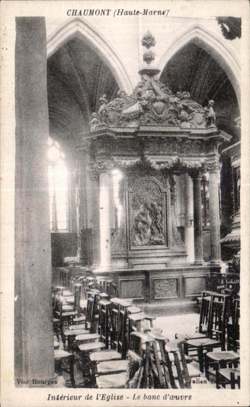 CPA Chaumont (Haute-Marne) Interior of church the bench works