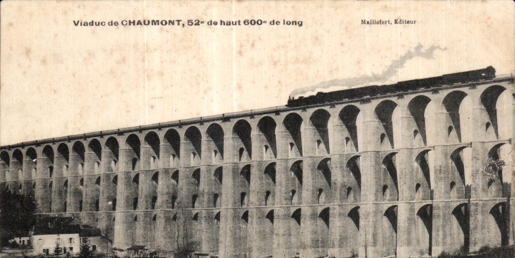 CPA Viaduct of Chaumont top of long Train