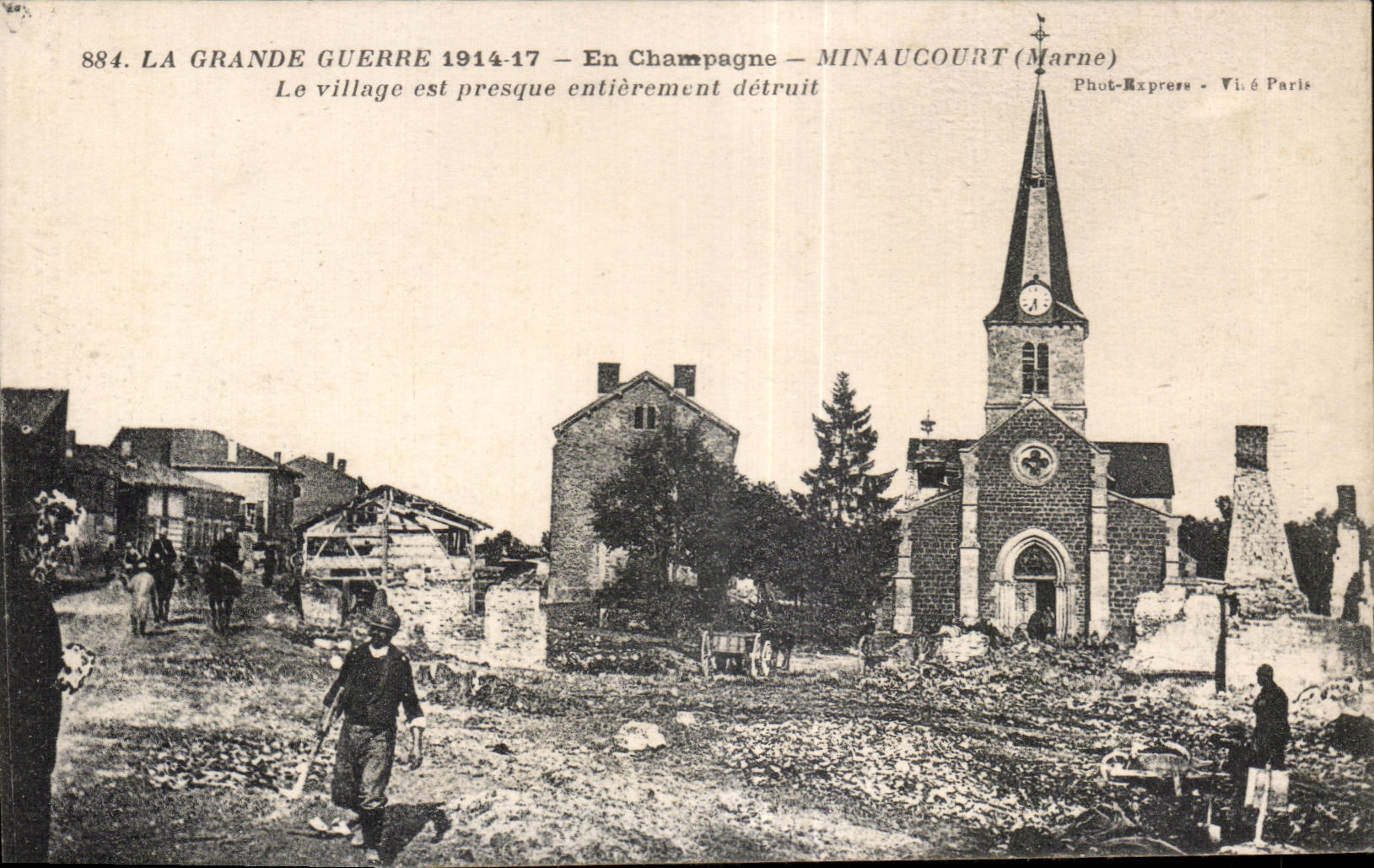 CPA Minaucourt the destroyed village