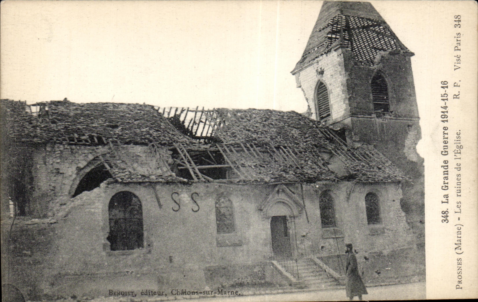 CPA Prosnes ruins of church