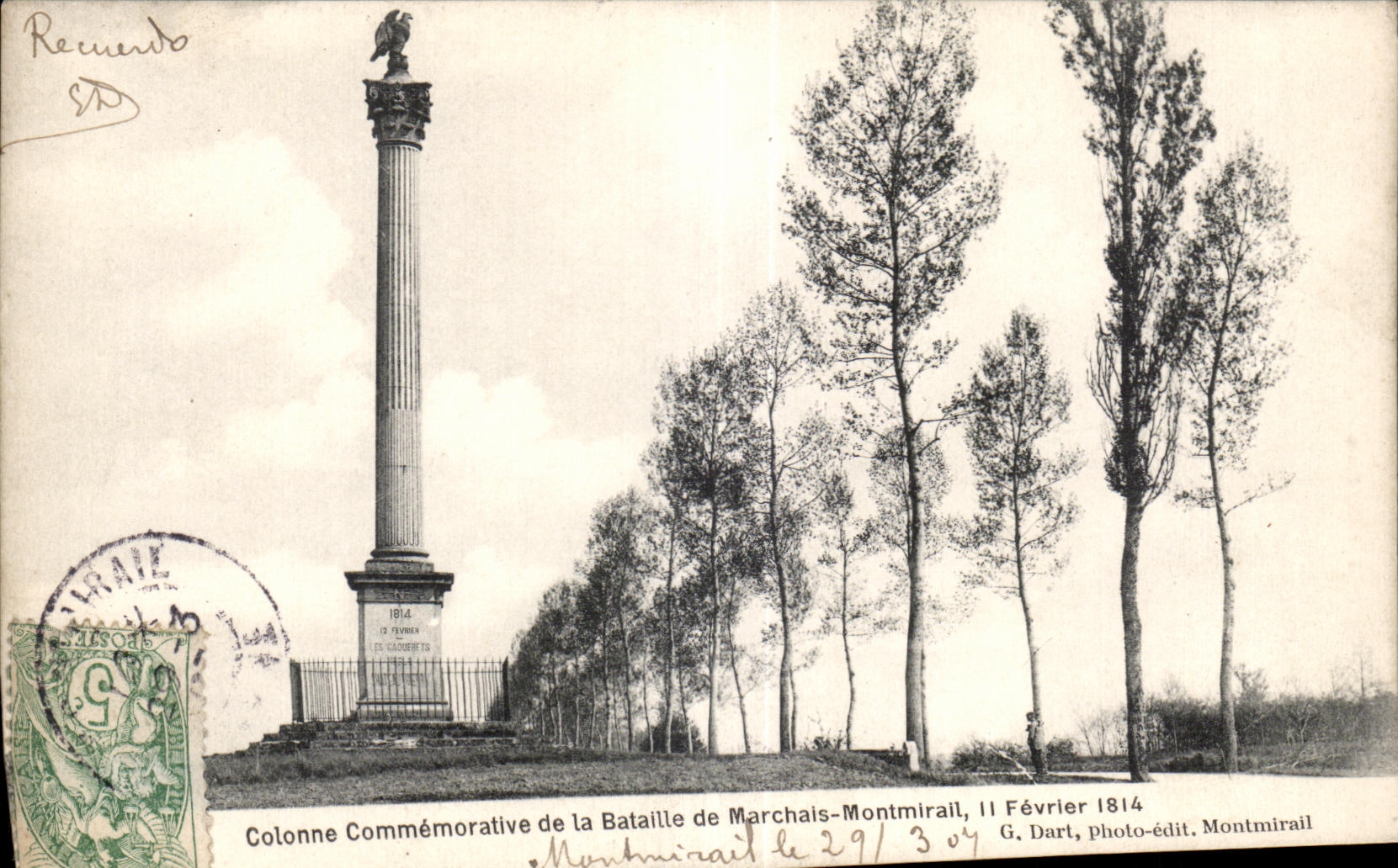 CPA Montmirail Colonne commemorative of the battle of Went Montmirail February 11th 1814