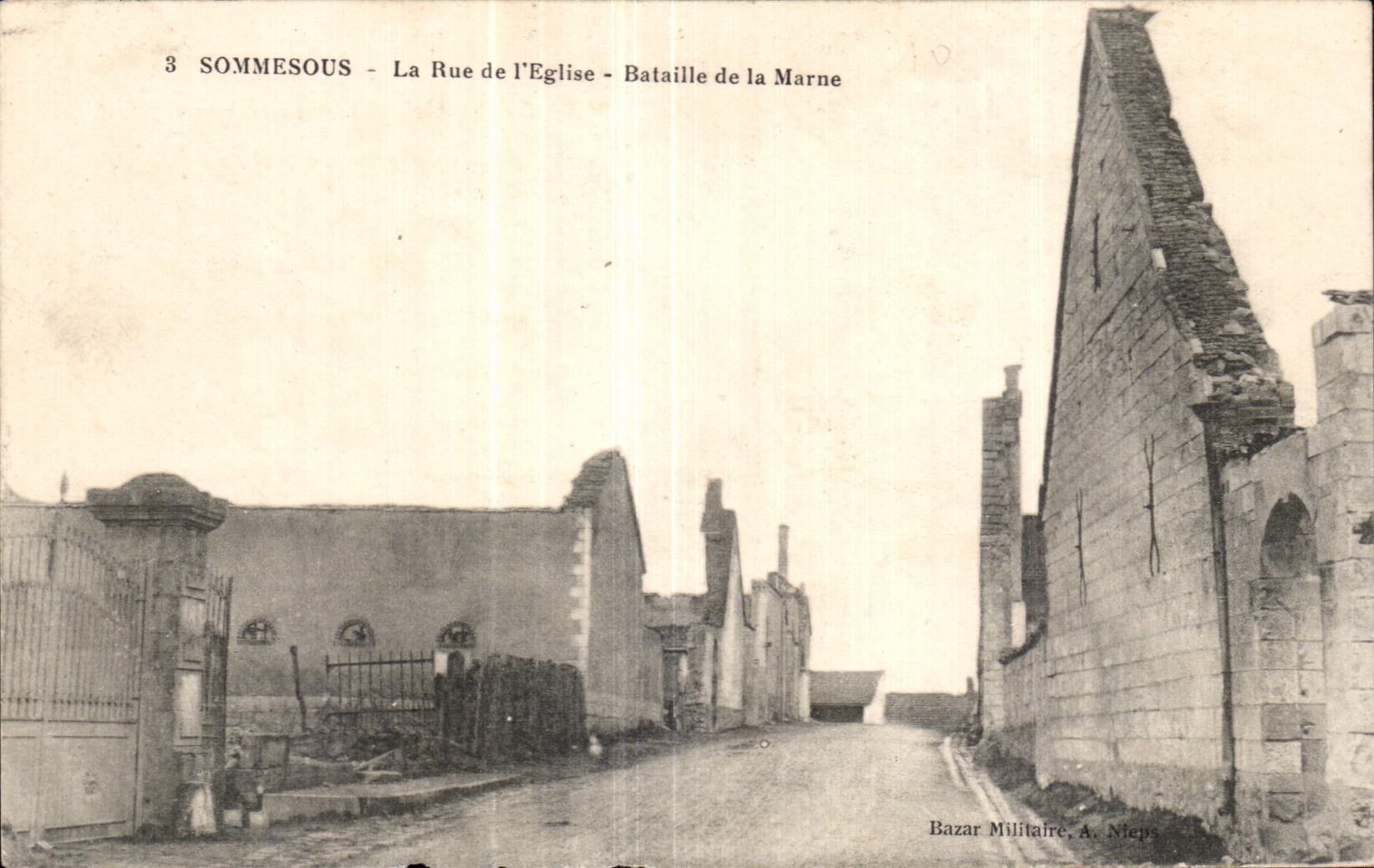 CPA Sommesous the street of church Battles of the Marne