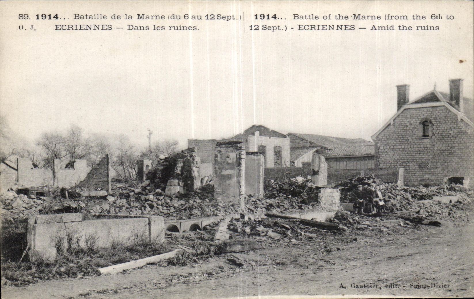 CPA Battles of the Ecriennes Marne In the ruins