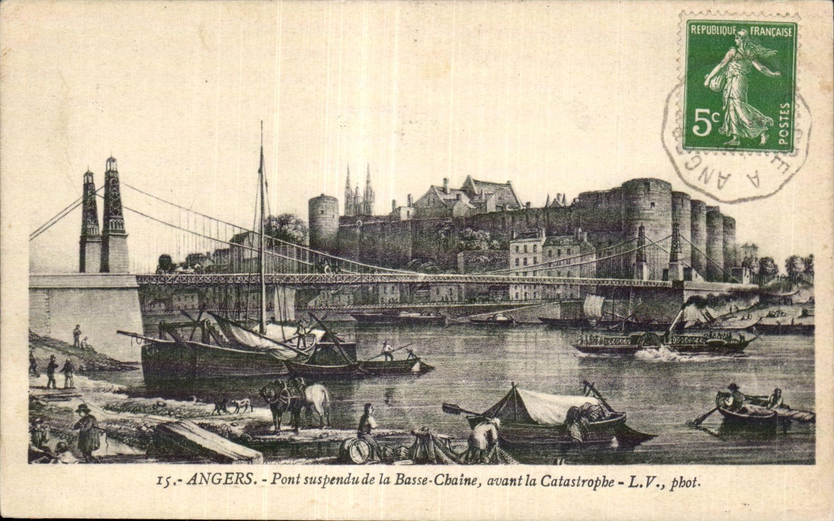 CPA Angers Suspended bridge of the Low Chain before the catastrophe