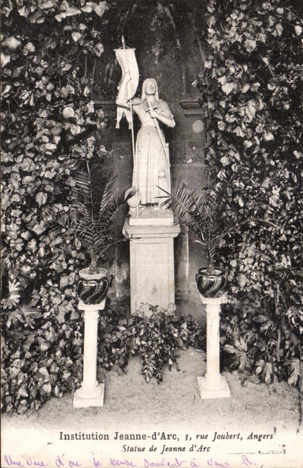 CPA institution Jeanne arc Street Joubert Angers Statue of Jeanne arc