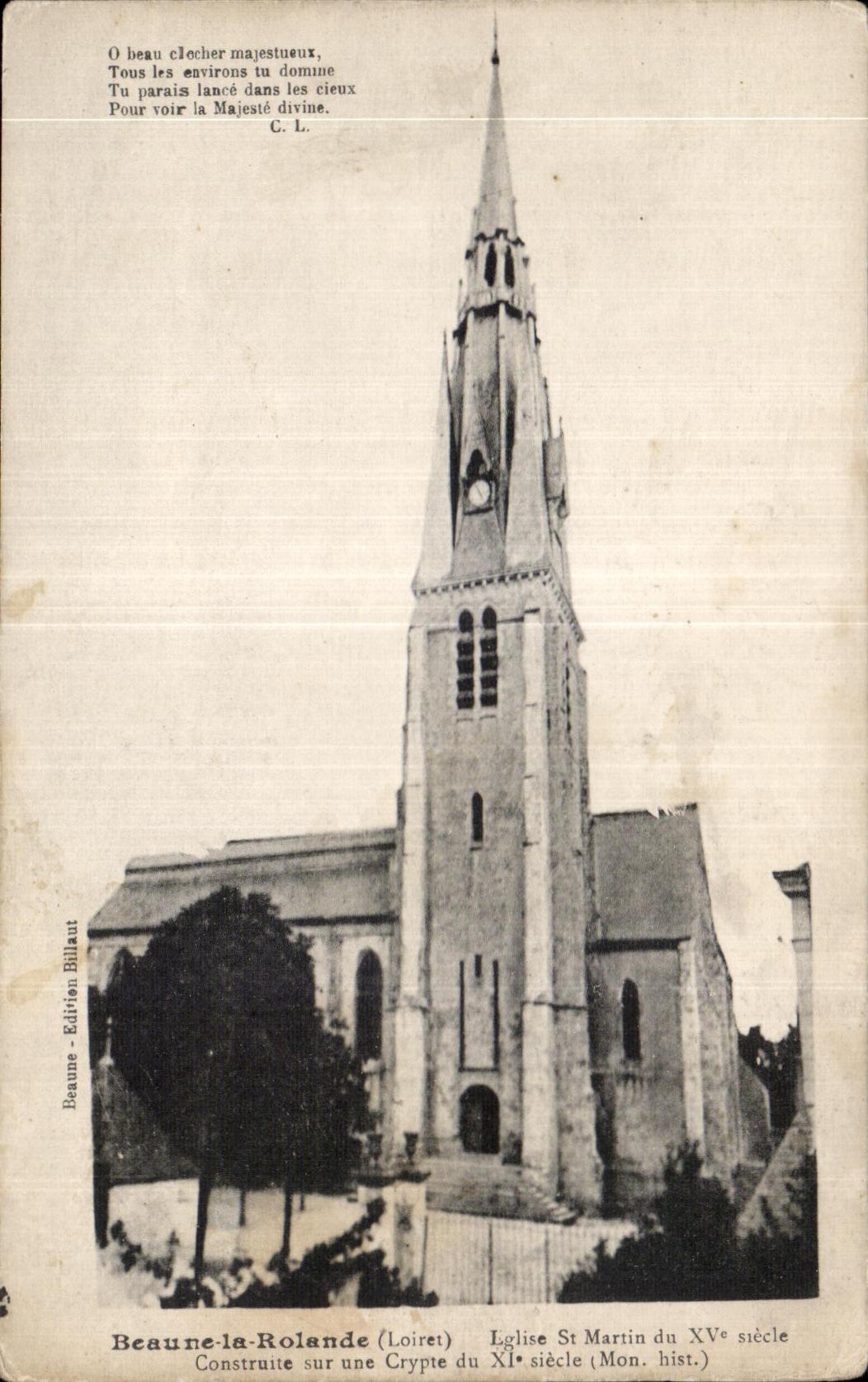 CPA Beaune la Rolande (Loiret) Eglise St Martin du XV e siecle Construite sur une Crypte du XI e siecle 