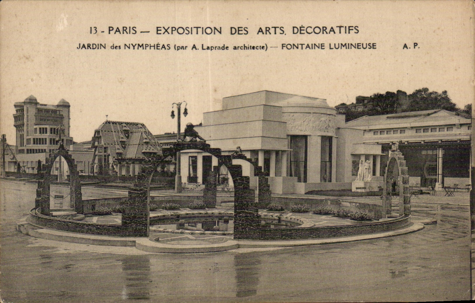 CPA Paris - Exposition des arts decoratifs Jardin des nympheas Fontaine lumineuse