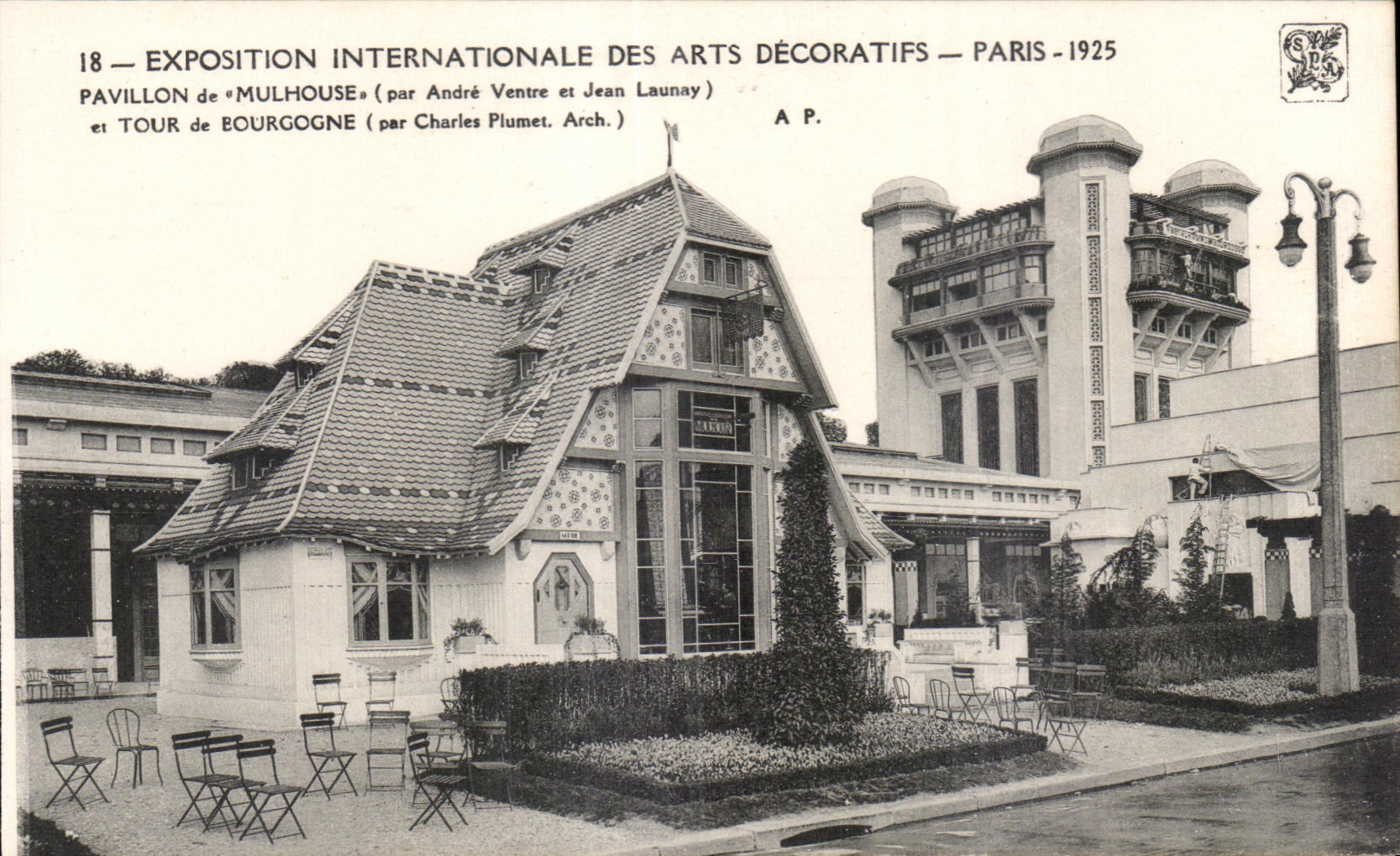 CPA Paris Exposition internationale des Arts Decoratifs Pavillon de Mulhouse et tour de Bourgogne