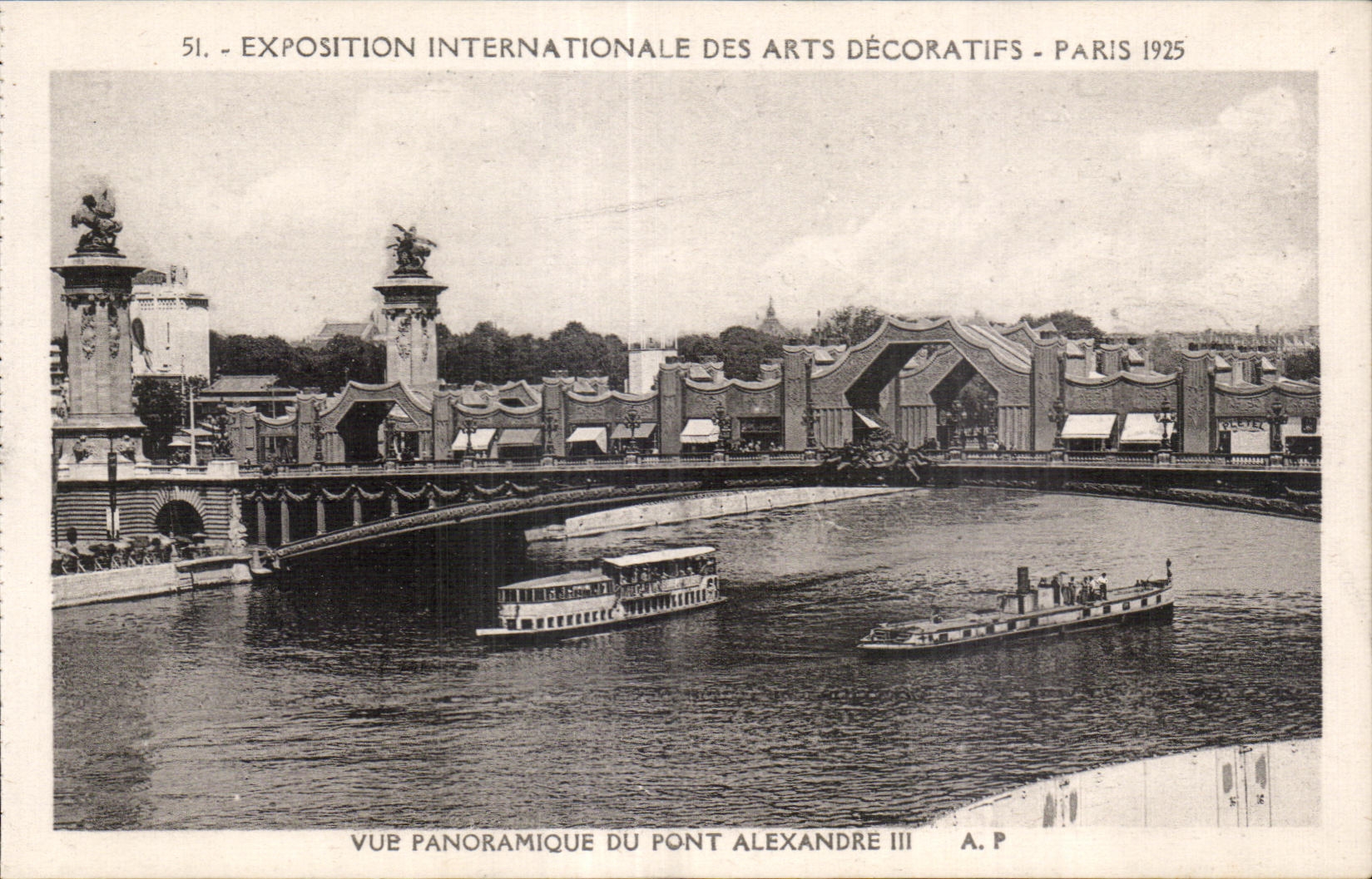 CPA Paris Exposition des Arts decoratifs Paris 1925 Vue panoramique du Pont Alexandre III