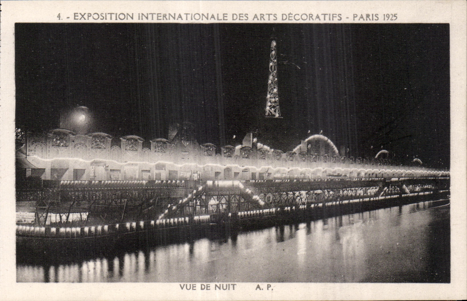 CPA Paris Exposition des Arts decoratifs Paris 1925 Tour Eiffel Vue de nuit