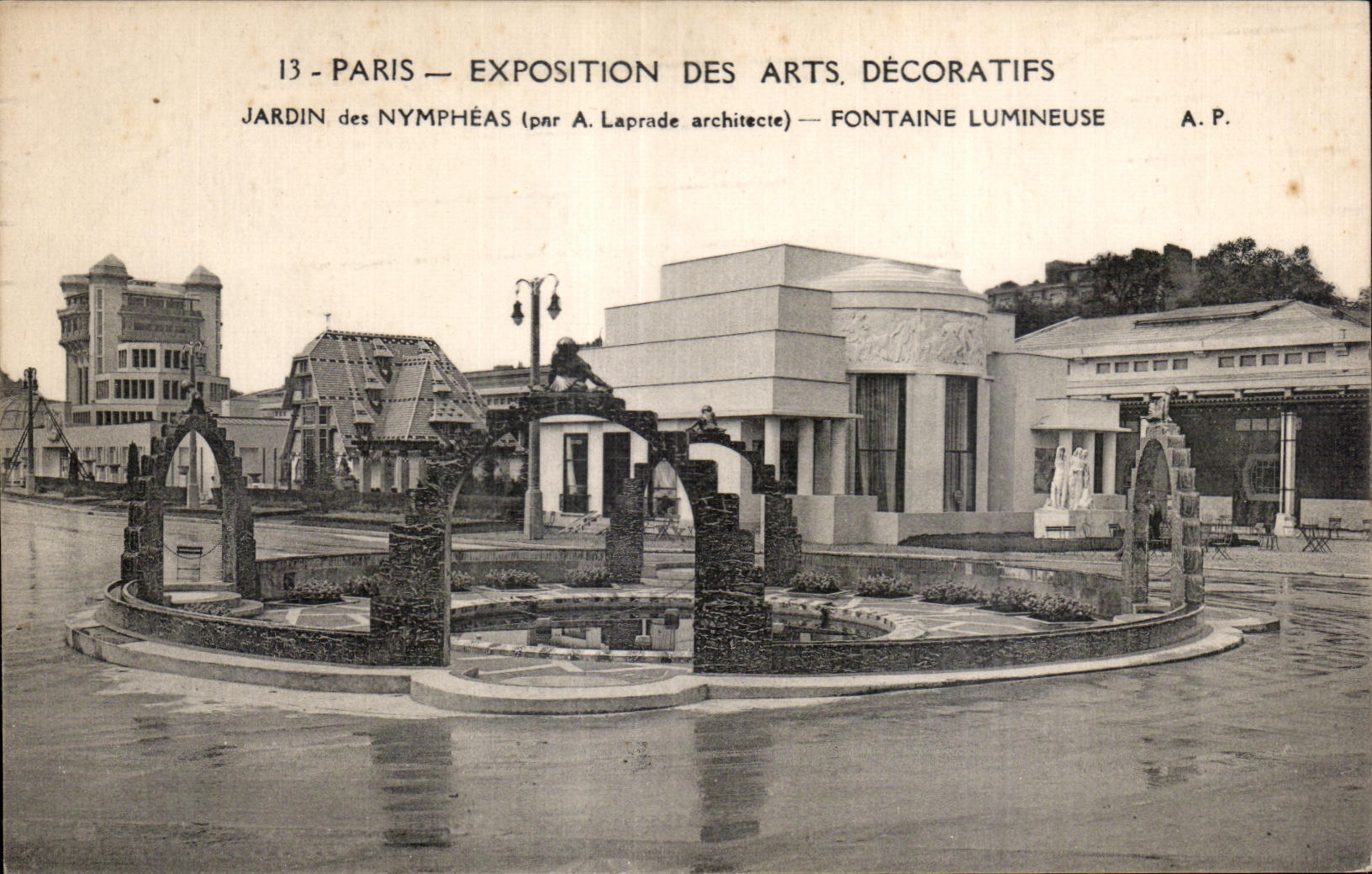CPA Exposition internationale des Arts decoratifs Paris 1925 Jardin des nympheas Fontaine lumineuse