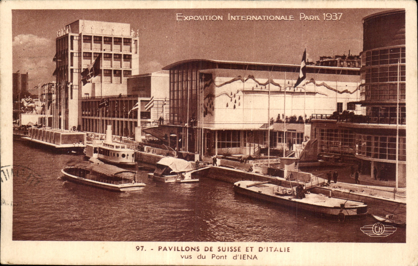 CPA Exposition Internationale Paris 1937 pavillons de suisse et d italie