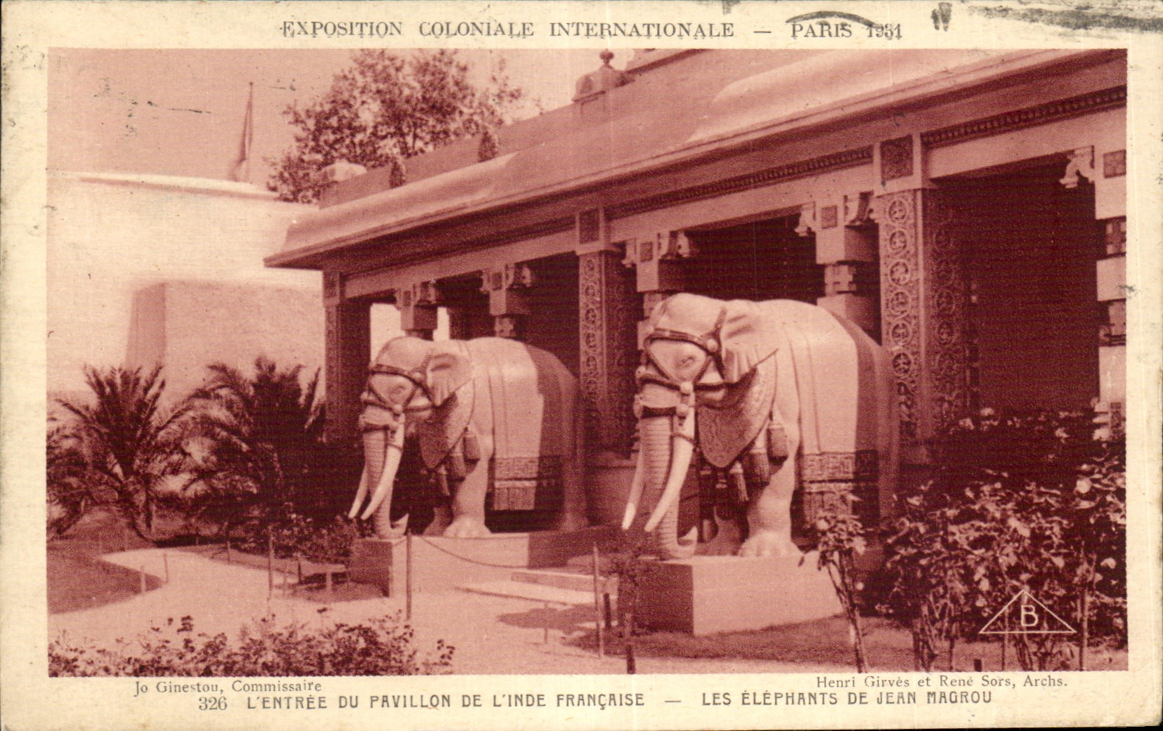 CPA Exposition Coloniale Internationale Paris L entree du pavillon de l inde francaise les elephants de jean maorou