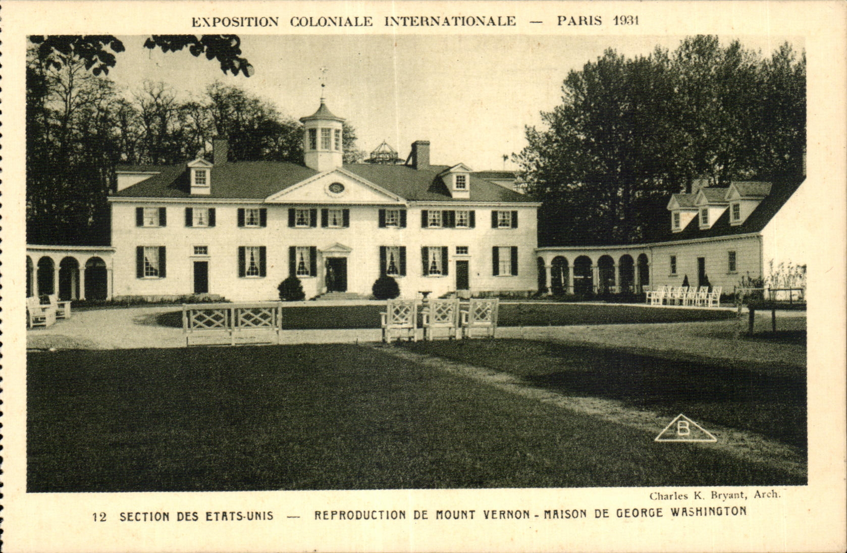 CPA Exposition coloniale Internationale Paris 1931 Section Des Etats Unis Reproduction de Mount Vernon De George Washington