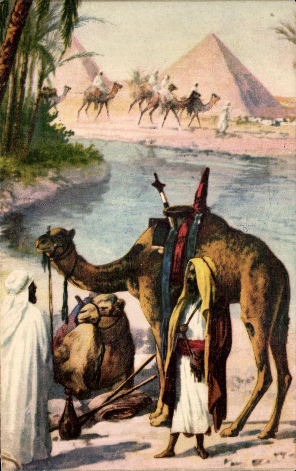 CPA North Africa Camel Camel Egypt Egypt Pyramid Pyramid