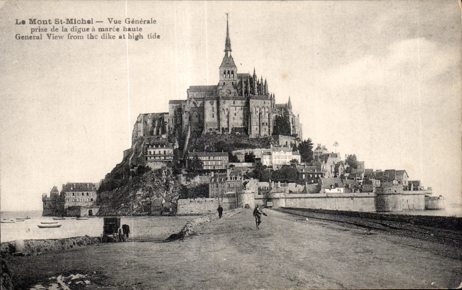 CPA Le mont st michel Vue generale prise de la digue a maree haute generale view from the dike at high tide