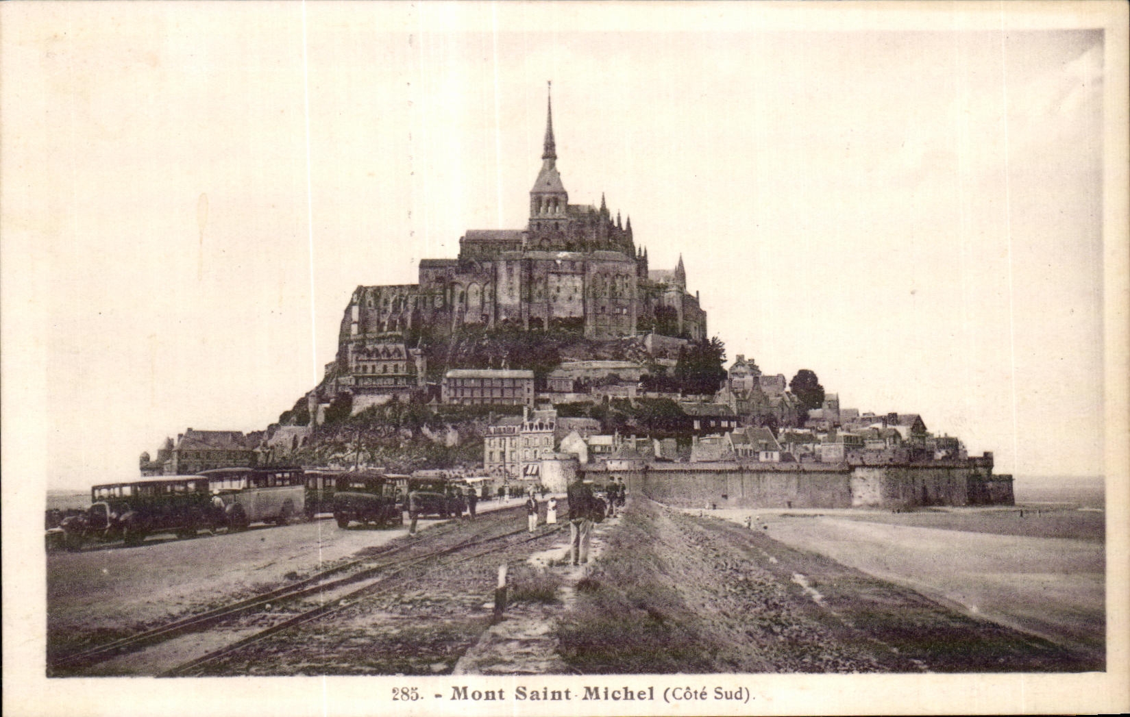 CPA Mont saint michel Cote sud Voitures