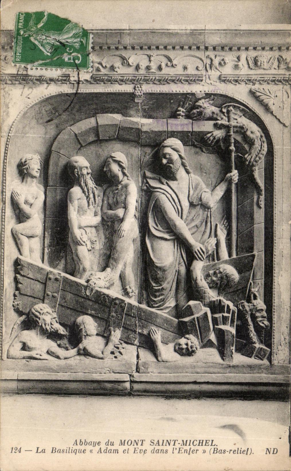 CPA Abbaye du mont saint michel La basilique adam el eve dans l enler