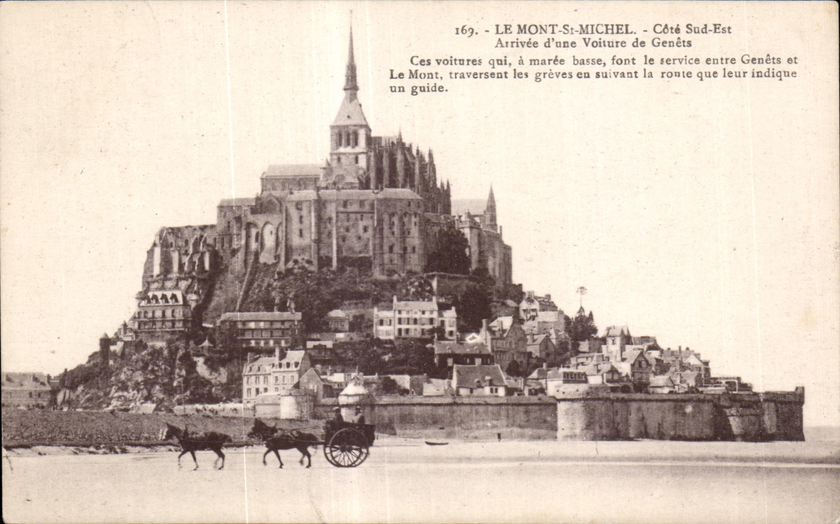 CPA Le mont st michel Cote sud est Arrivee d une voilture de genets