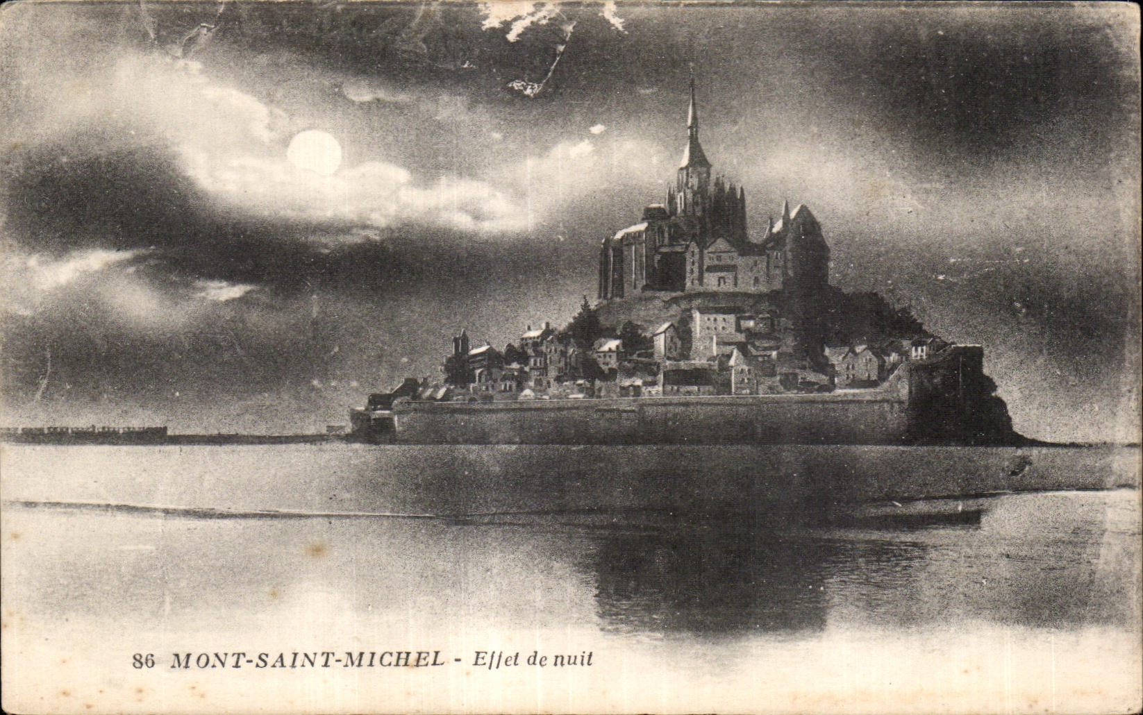 CPA Mont saint michel Ellet de nuit