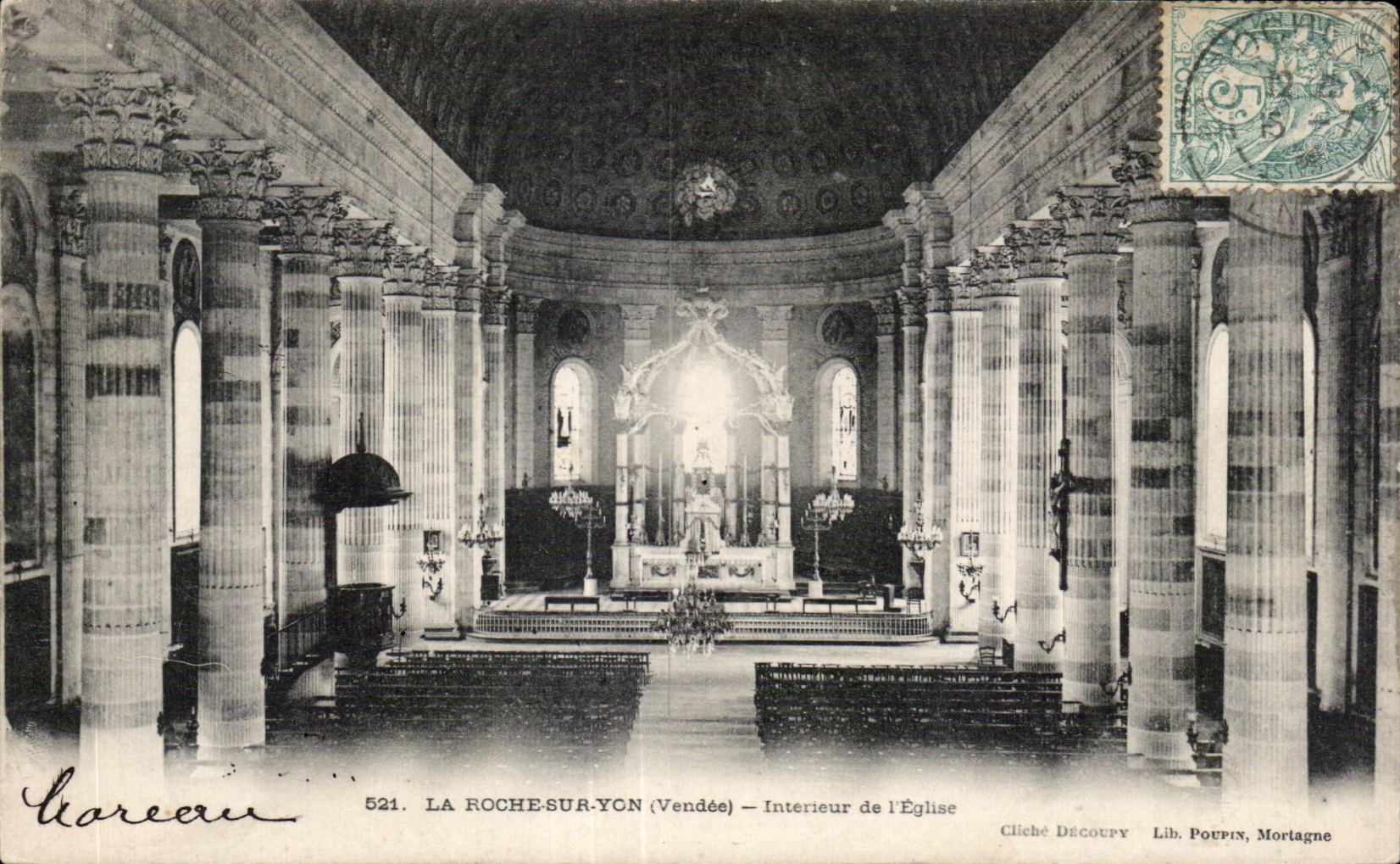 CPA the Rock On Yon Church Interior of I Church