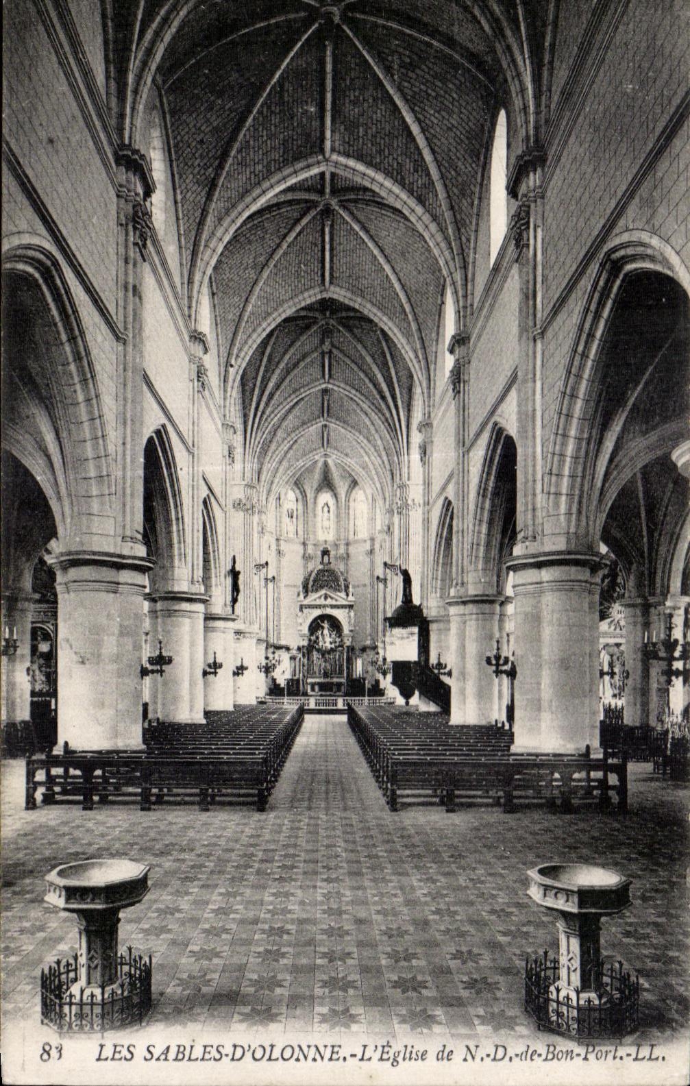 CPA sands Olonne church of Nof good port