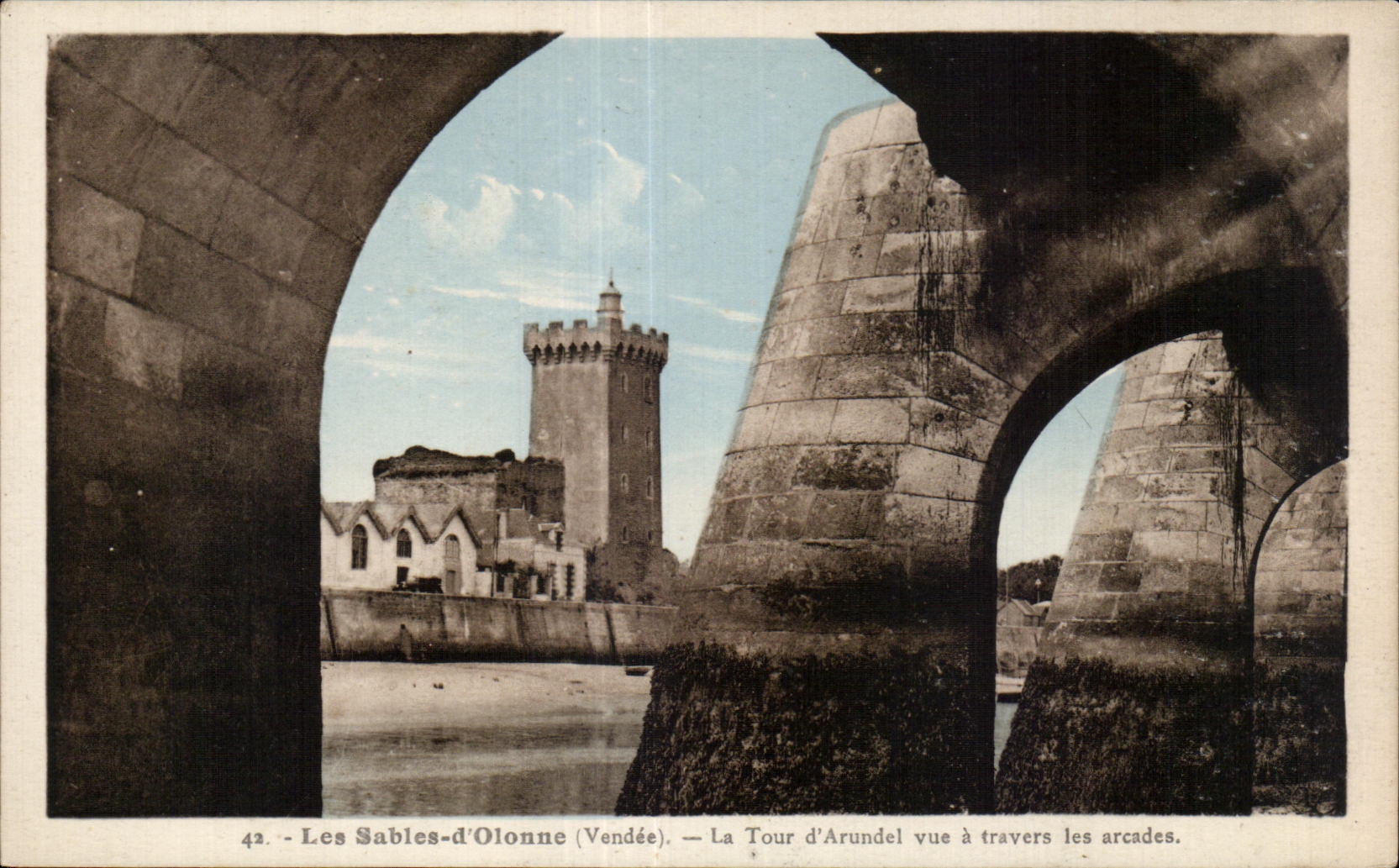 CPA sands Olonne the tower Arundel seen through the arcades