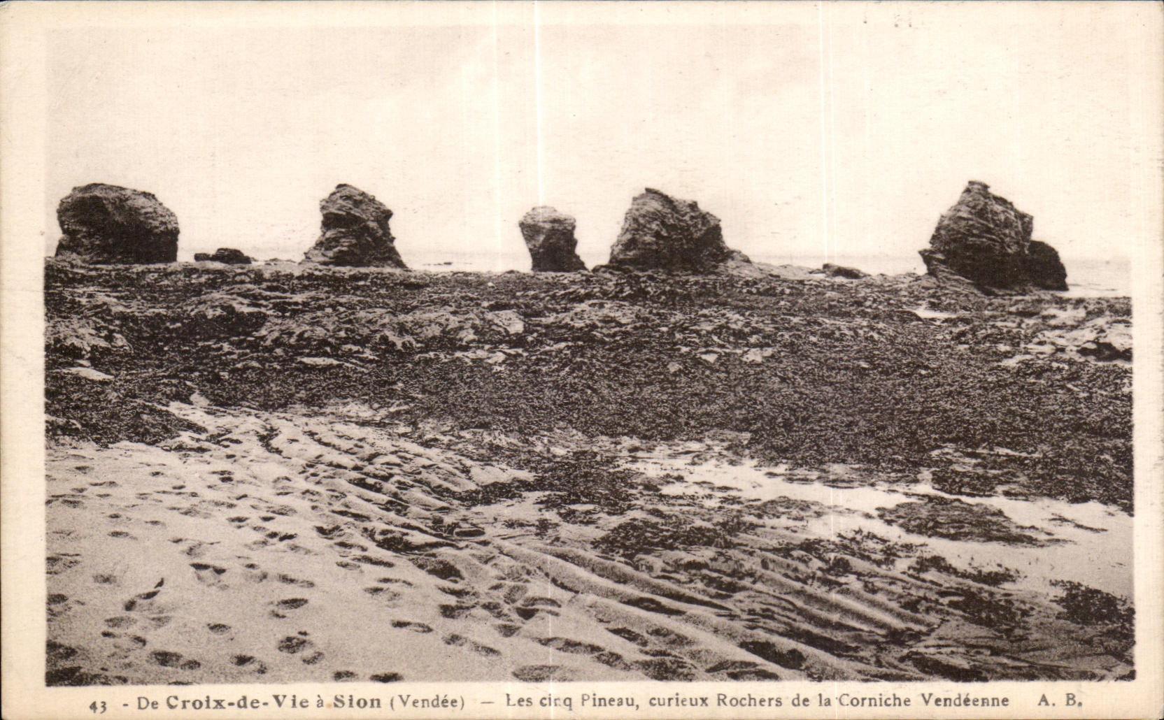 CPA De Croix de Vie a Sion (Vendee) Les cinq Pineau curieux Rochers de la Corniche Vendeenne