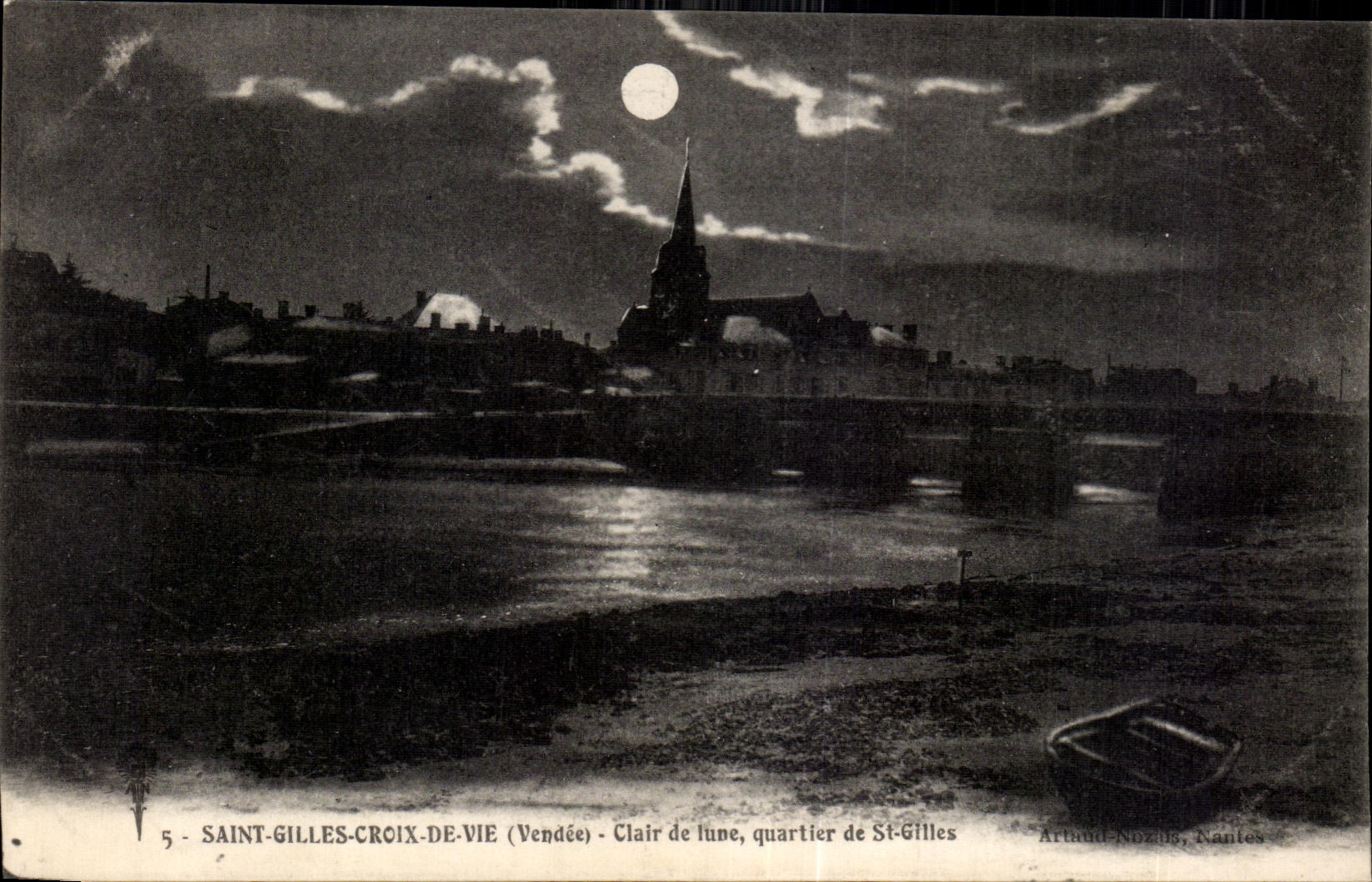 CPA Saint gilles croix de vle Vendee clair de lune quartier de st gilles