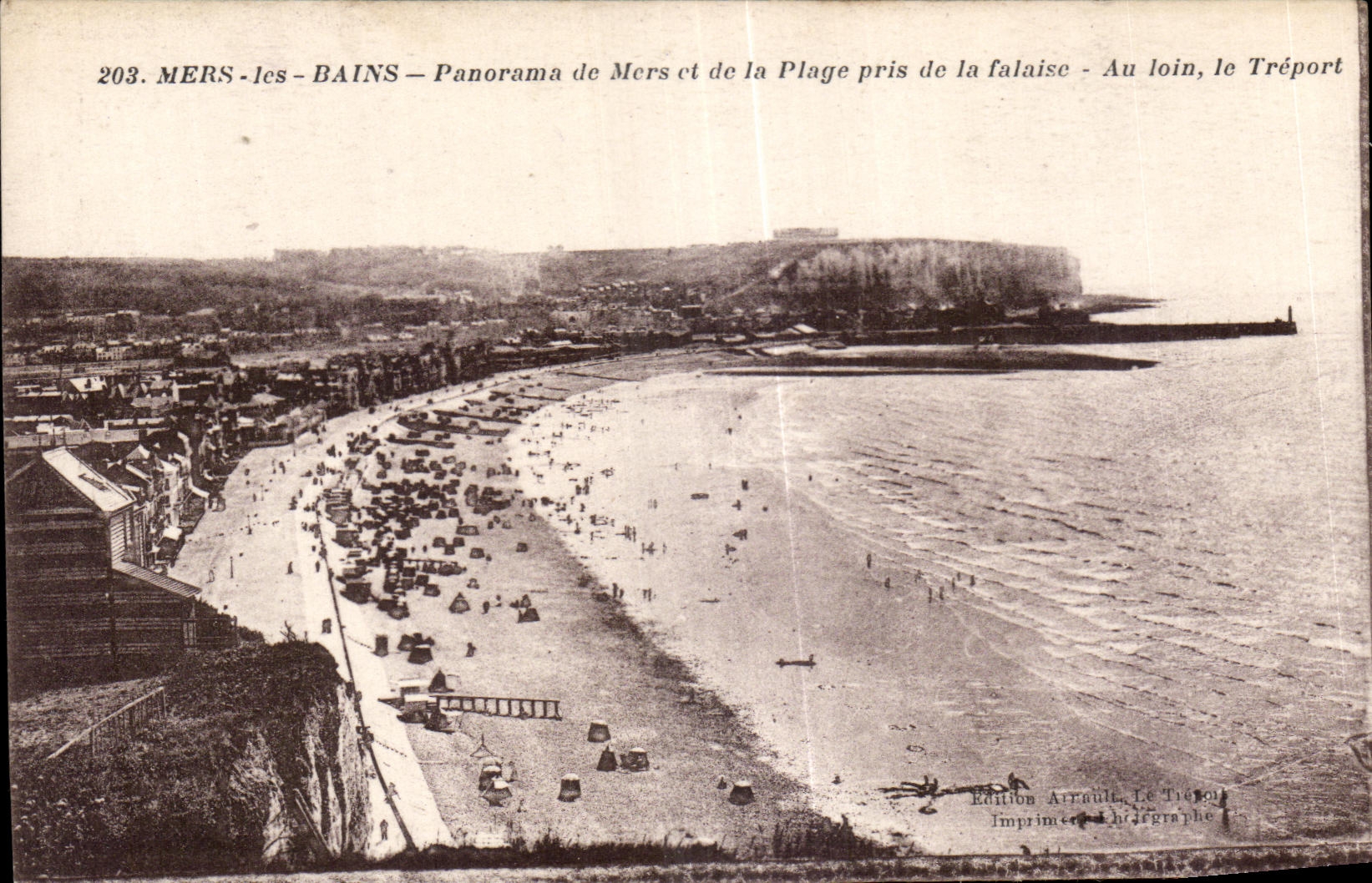 CPA Mers les Bains Panorama de Mers et de la Plage pris de la falaise