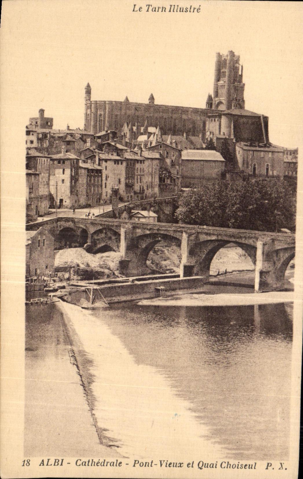 Puente viejo y Choiseul Quay de la catedral de CPA Albi