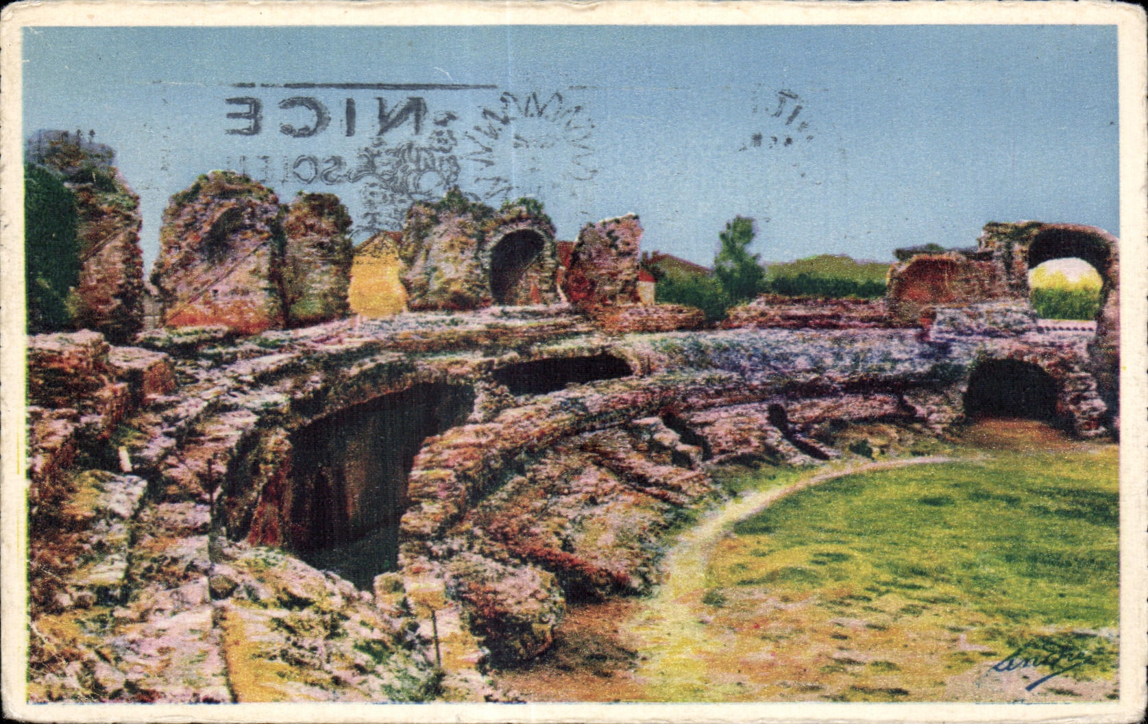 CPA the Arena Of Frejus Vestiges Gallo Romans