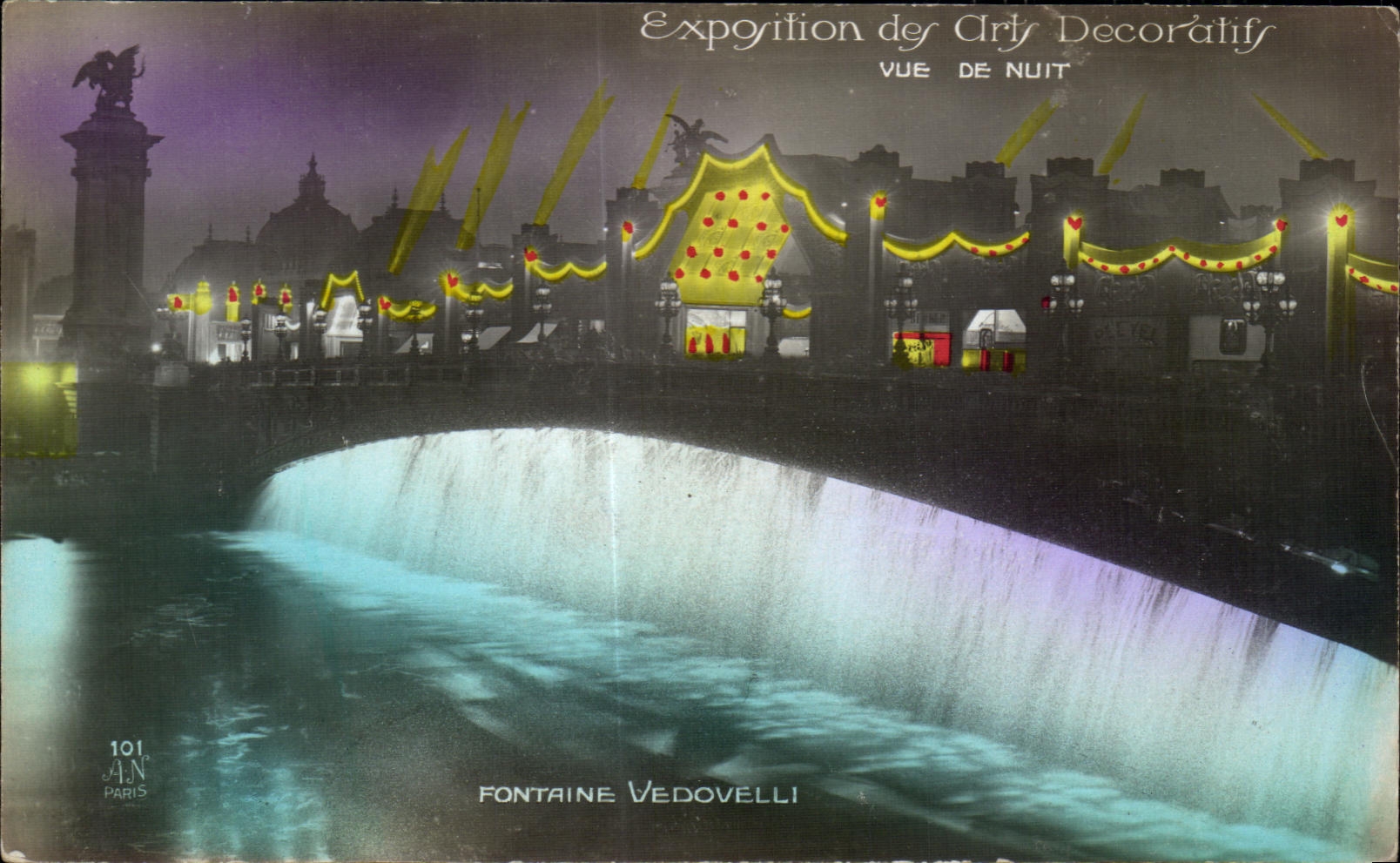 CPA Exposition Des Arts Decoratifs Vue de nuit Fontaine Vedovelli