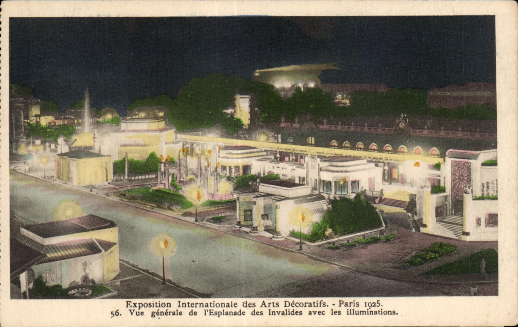 CPA Exposition Internationale des arts Decoratifs Paris 1925 Vue generale de l Explanade des Invalides avec les illumina