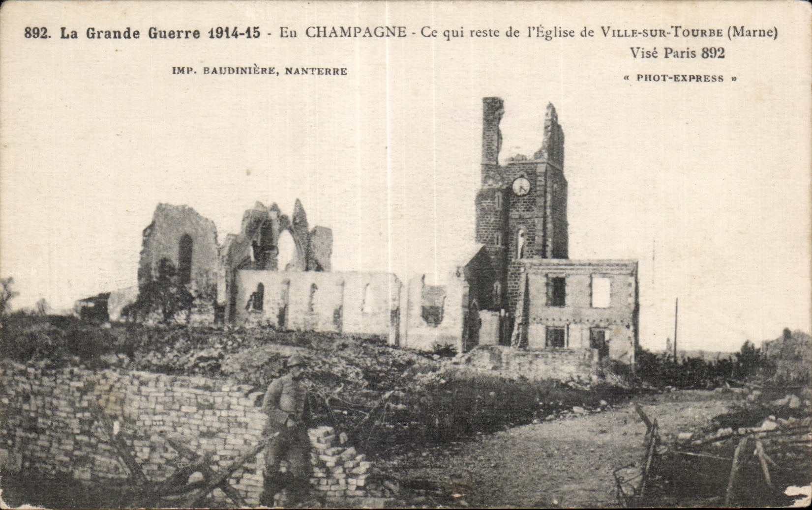 CPA the Great War 1914-15 Out of Champagne What remains Eglise of City On Peat the Marne