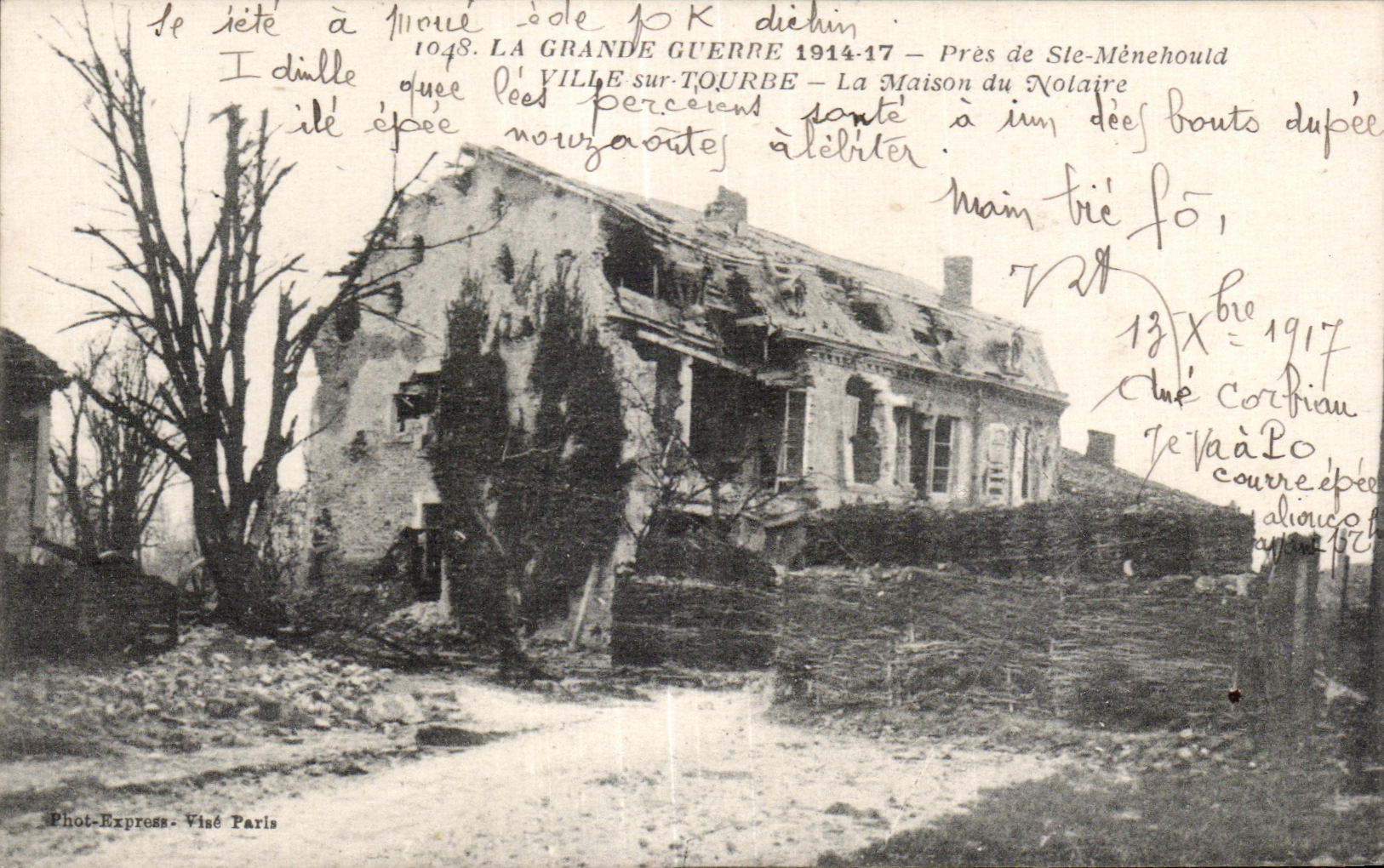 CPA La Grande Guerre 1914-17 Pres de Ste menehould Ville Sur Tourbe La Maison du Notaire