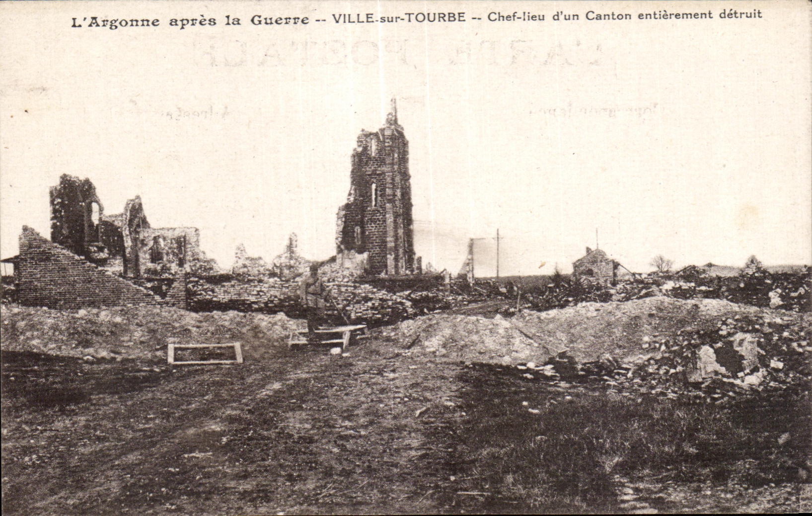 CPA l Argonne apres la Guerre Ville Sur Tourbe Chef Lieu d Un Canton entierement Detruit
