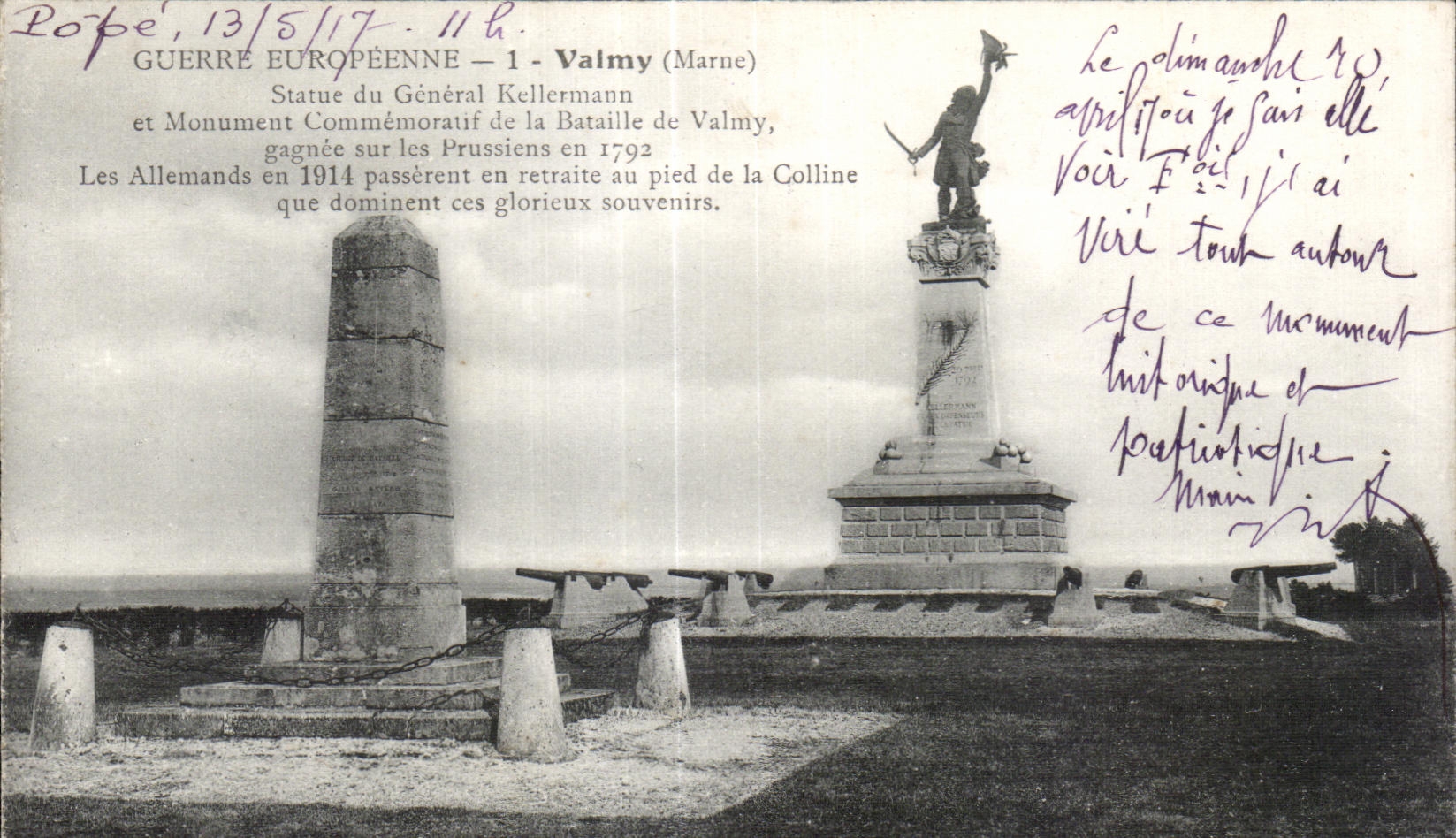CPA European War Valmy the Marne Statue of General Kellermann