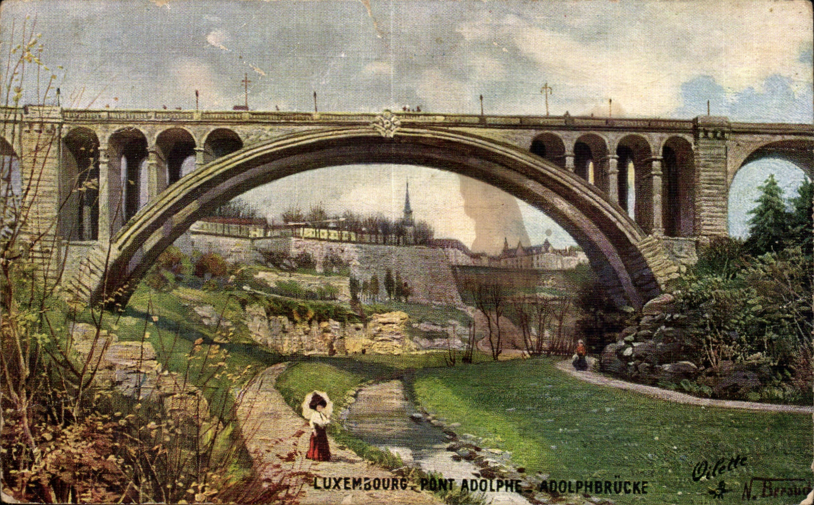 CPA Luxemborg Bridge Adolphe Adolphbrucke