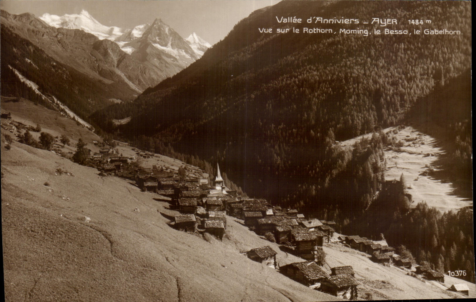 Vallee d Anniviers Ayer 1484m Vue sur le Rothorn Morning le Besso le Gabethorn