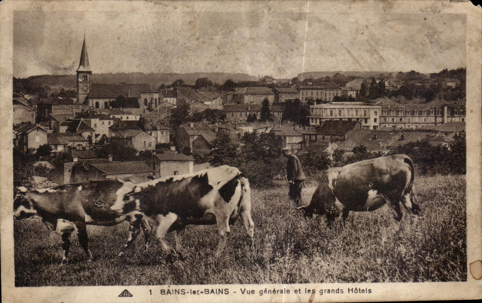 CPA Baths les Bains View and the large Hotels Cows