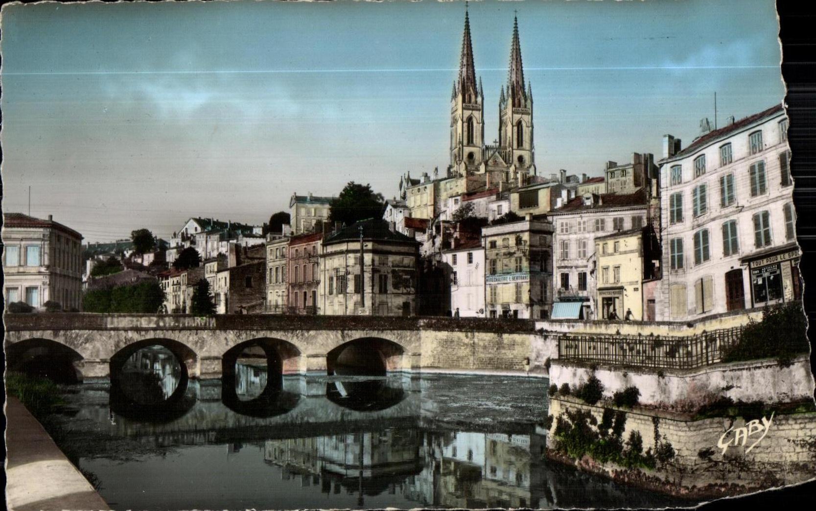 CPA Niort Church Saint Andre and the Old Bridge