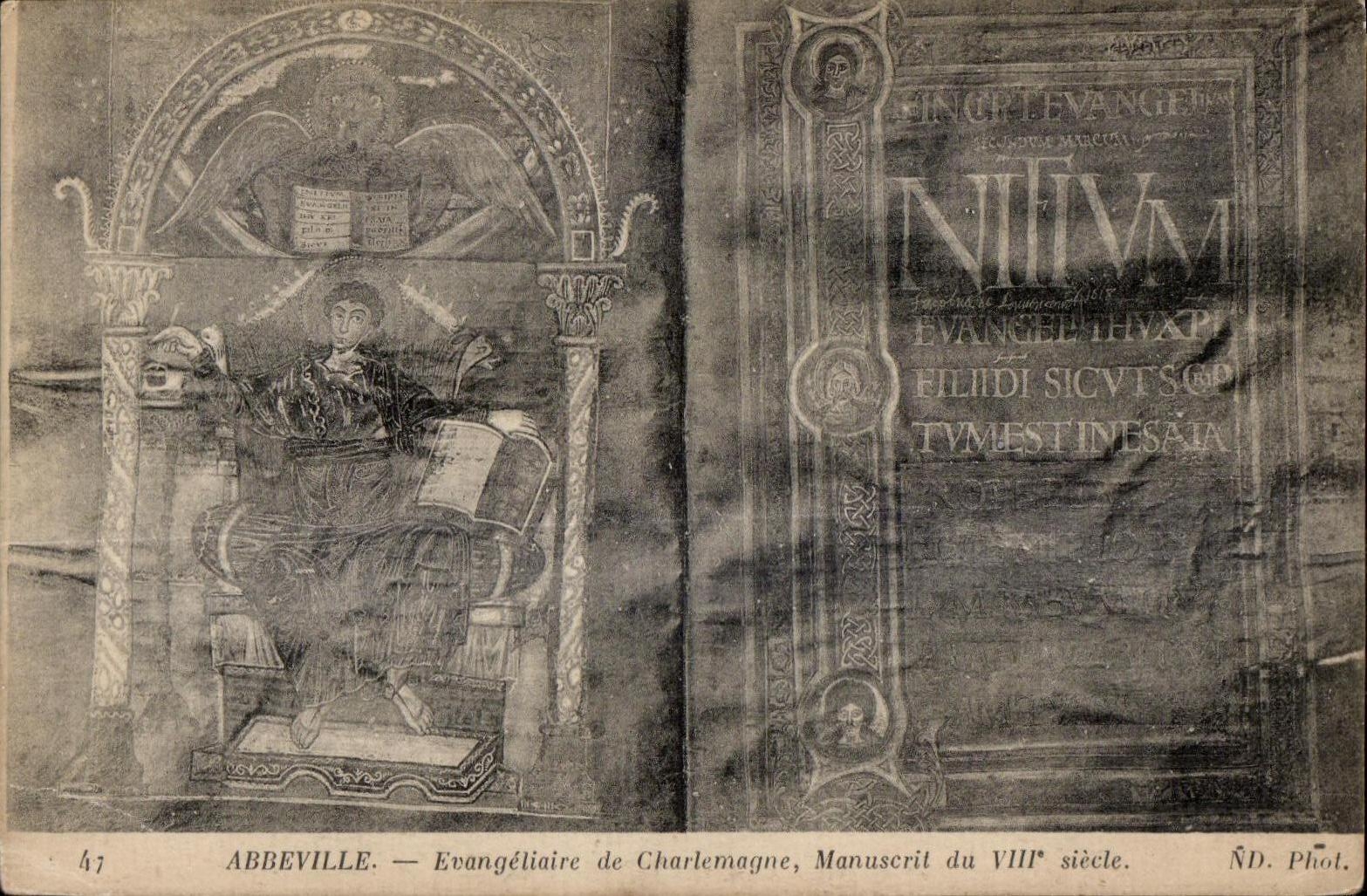 Abbeville - Evangeliaire de Charlemagne - VIII century old Manuscript - CPA