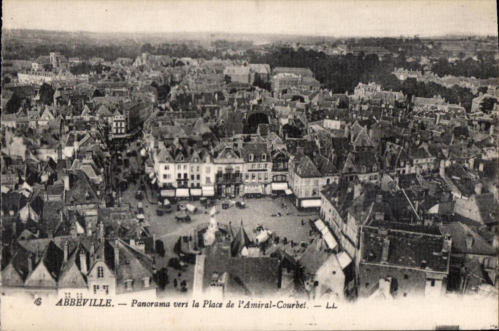 Abbeville - Panorama towards the Place of Admiral Courbet - CPA