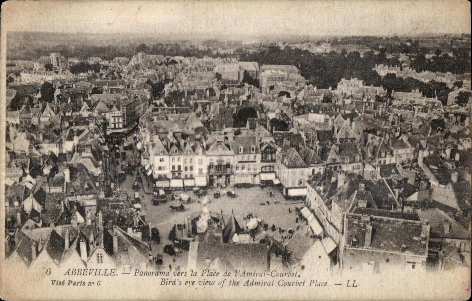 Abbeville - Panorama towards the Place Admiral Courbet - CPA