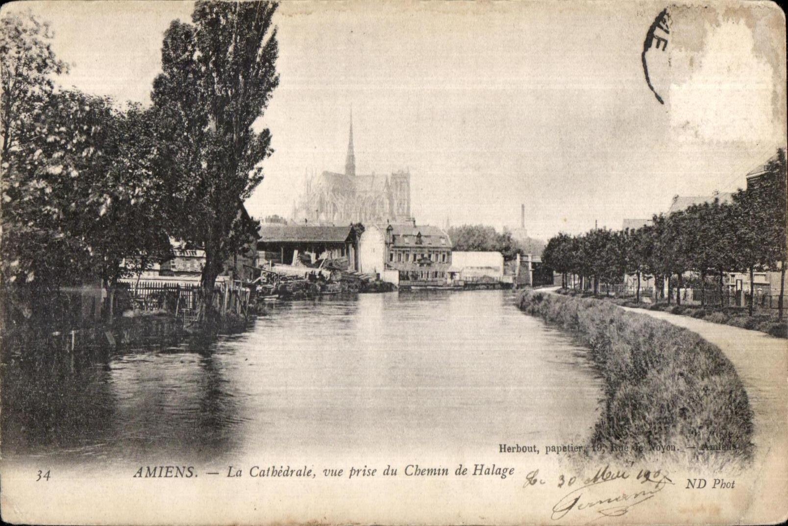 Amiens - La cathedrale - vue prise du chemin de Halage - CPA