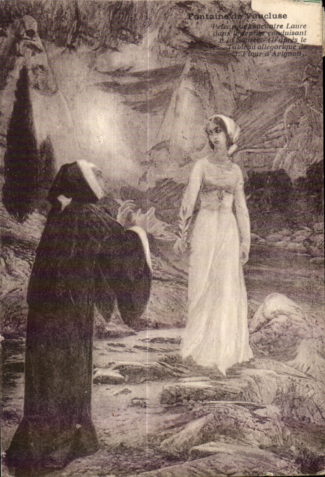 Fuente de CPA del folklore de hadas de la bruja de Vaucluse